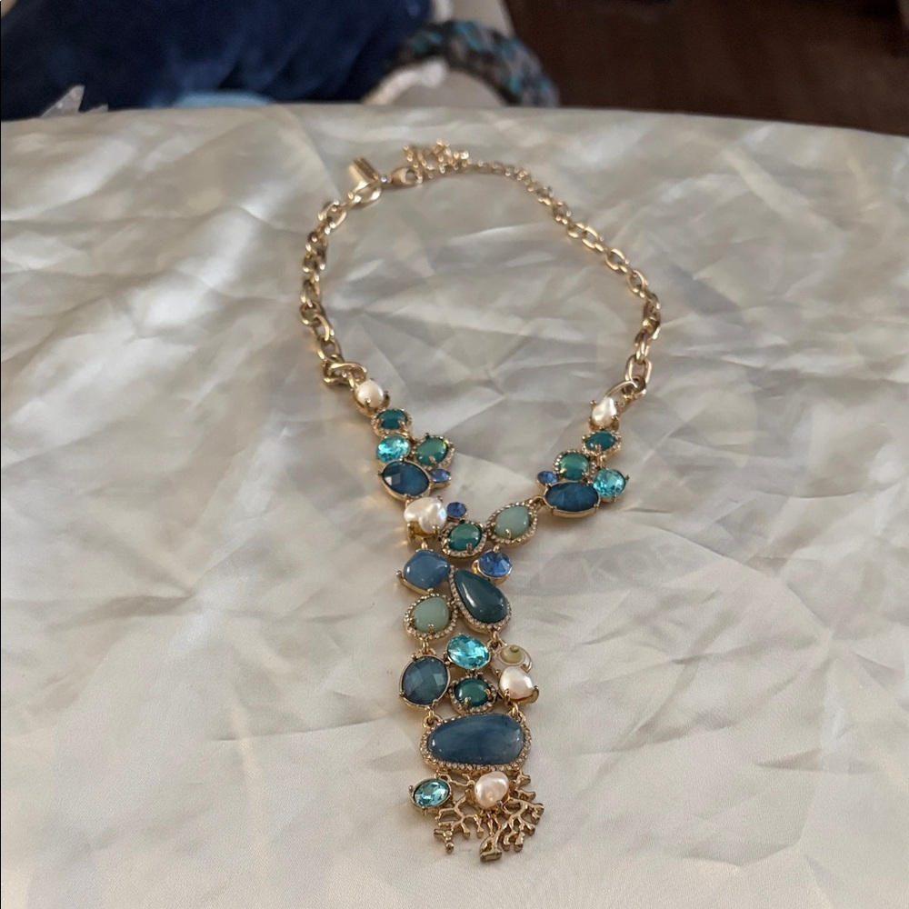 White House Black Market Gold and Teal Necklace